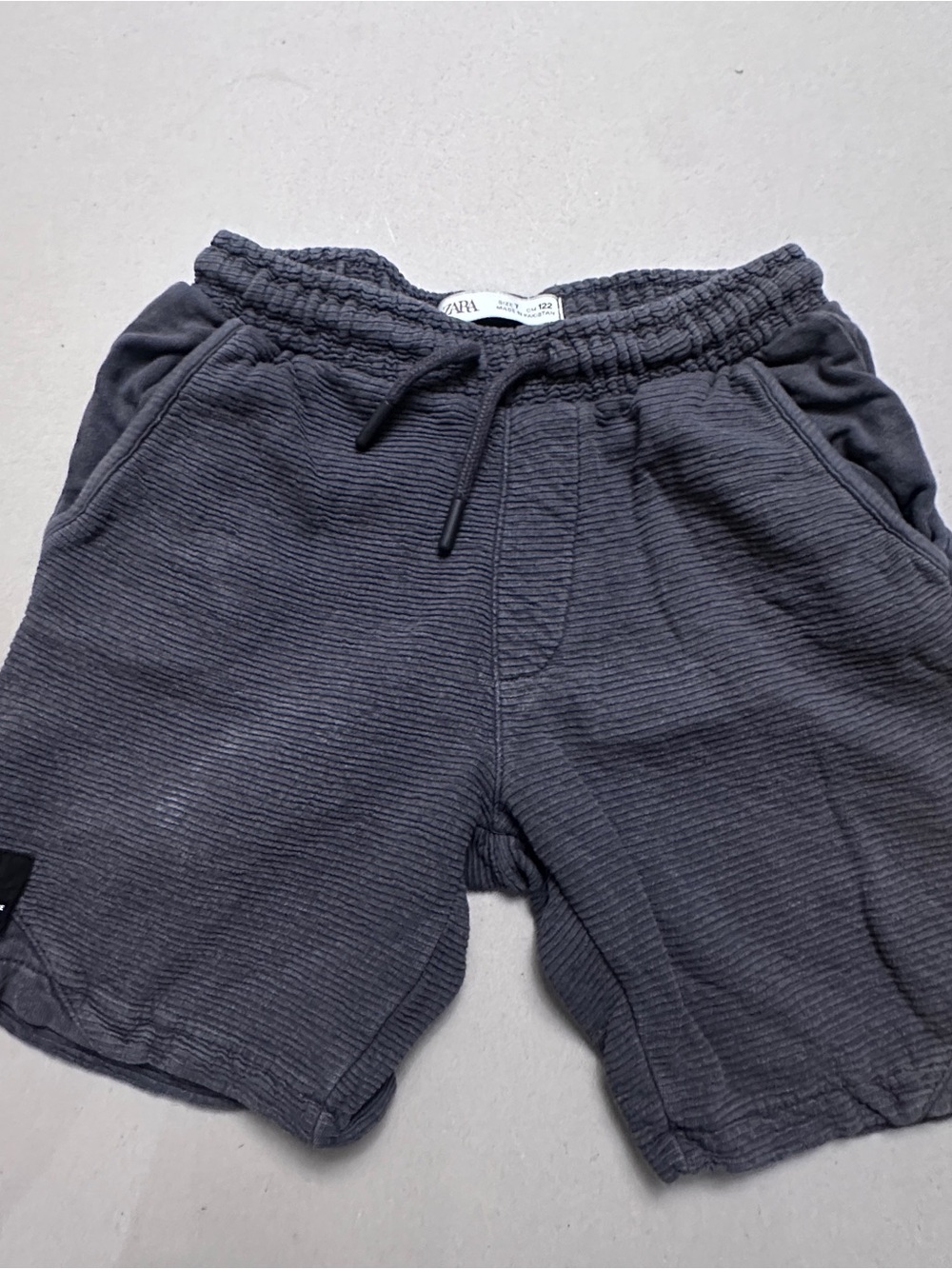 Zara Kids Charcoal Ribbed Drawstring Shorts